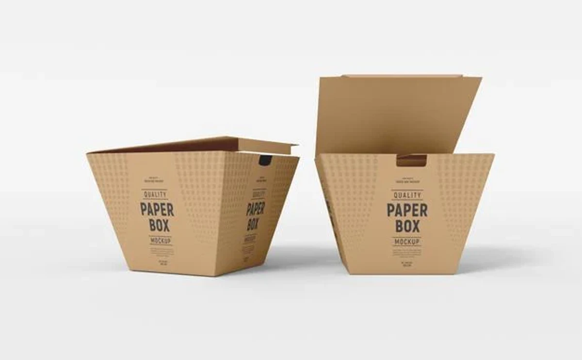 "Two stylish brown paper boxes from JC Packaging, showcasing a modern and eco-friendly packaging solution."