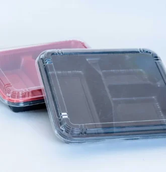 "Durable Meal Prep Tray Packaging by JC Packaging featuring a clear three-compartment design for portion control and freshness – Explore at www.jcpackaging.net"