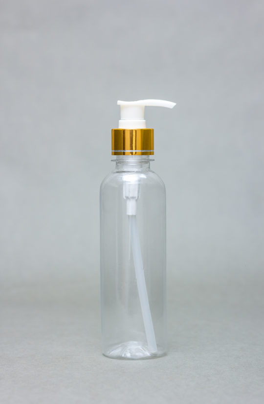 250ml transparent Plastic Bottle BV with Metallic Pump Cap