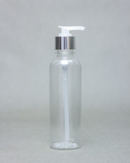 250ml transparent Plastic Bottle BV with Metallic Pump Cap