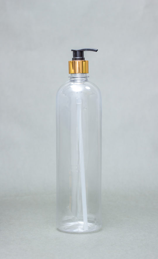 1L transparent Plastic Bottle JASMIN with Metallic Pump Cap