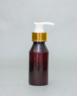 100ml Amber Plastic Bottle With Metallic Pump Cap