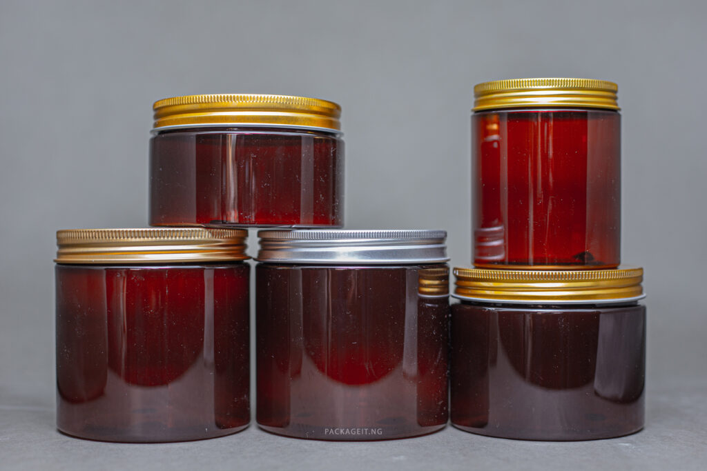 250 ml Amber Jar With Gold Lid For Skincare Packaging